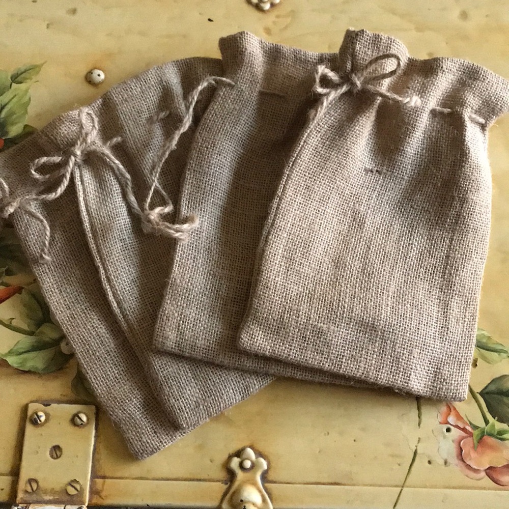 Burlap Gift Bags Draw String Set of 4